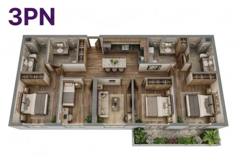 Căn hộ 3 phòng ngủ